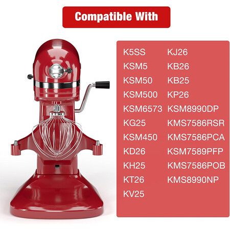 KN211WW Stainless Steel 11 Wire Whip Attachment for KitchenAid Bowl Lift Mixer 7 Quart Bowl, Stainless Steel Whisk Replacement for Kitchen Aid Mixer
