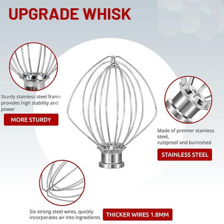 K45WW Wire Whip Attachment for KitchenAid 4.5 5 Quart Tilt Head Stand Mixer, Stainless Steel Whisk for Kitchen Aid Mixer Accessory Replacement Parts