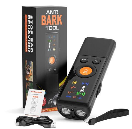 Anti Barking Device Ultrasonic Dog Barking Silencer Rechargeable 3 Modes Indoor Outdoor Pet Human Friendly Type C Power