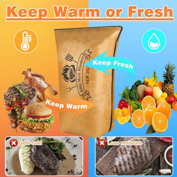 BBQ Blanket for Resting Meat,BBQ Brisket Blanket Meat Resting Blanket,Reusable Smoker Grilling Meat Insulated Resting Bag (45cm)