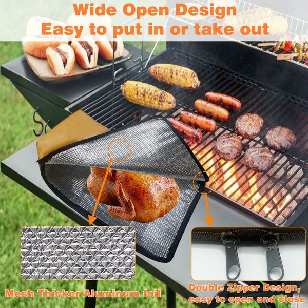 BBQ Blanket for Resting Meat,BBQ Brisket Blanket Meat Resting Blanket,Reusable Smoker Grilling Meat Insulated Resting Bag (45cm)
