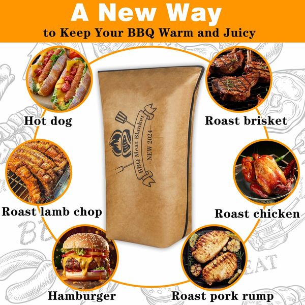 BBQ Blanket for Resting Meat,BBQ Brisket Blanket Meat Resting Blanket,Reusable Smoker Grilling Meat Insulated Resting Bag (45cm)