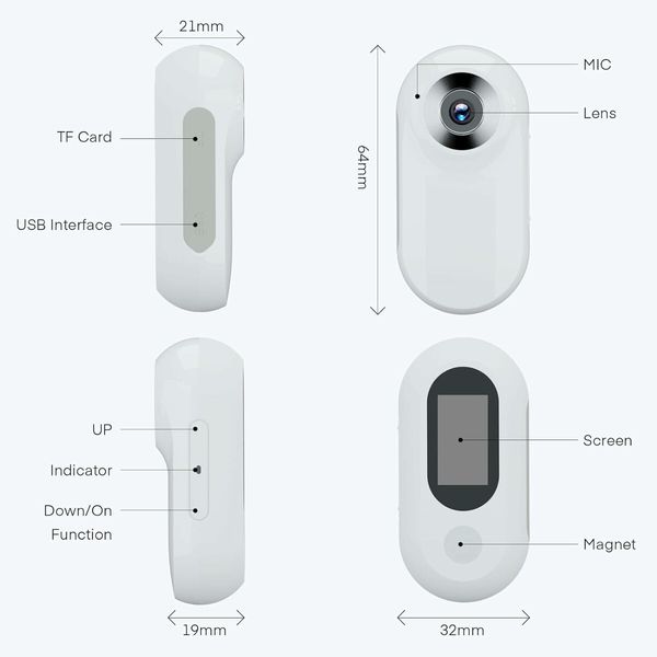 128GB Dog Cat Camera Collar, 1080P Collar Camera Mini Body for Pets, Action Recorder for Cats and Dogs, Dog Tracker Cam Collar Outdoor or Indoor, White