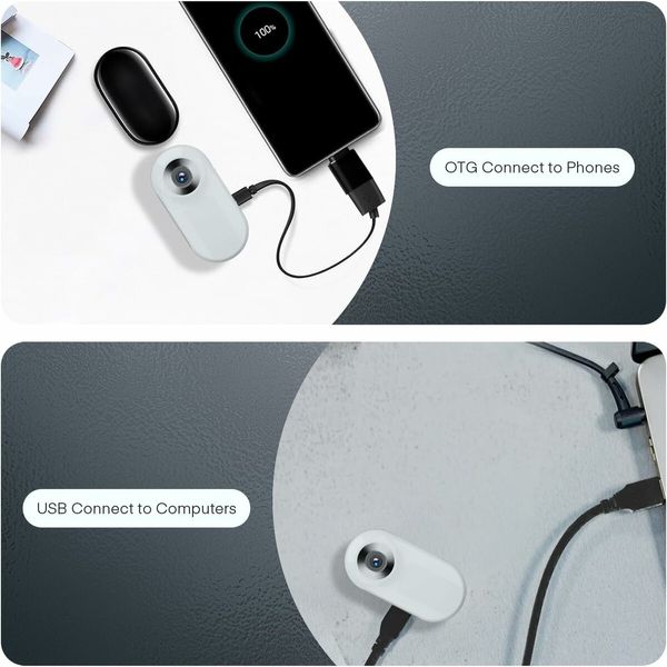 128GB Dog Cat Camera Collar, 1080P Collar Camera Mini Body for Pets, Action Recorder for Cats and Dogs, Dog Tracker Cam Collar Outdoor or Indoor, White