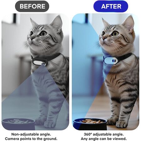 128GB Dog Cat Camera Collar, 1080P Collar Camera Mini Body for Pets, Action Recorder for Cats and Dogs, Dog Tracker Cam Collar Outdoor or Indoor, White