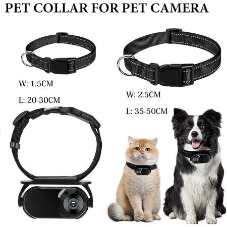 128GB Dog Cat Camera Collar, 1080P Collar Camera Mini Body for Pets, Action Recorder for Cats and Dogs, Dog Tracker Cam Collar Outdoor or Indoor, Black