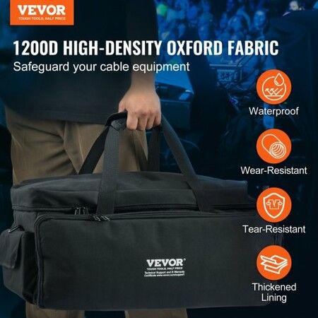 DJ Cable File Bag 1200D Oxford Fabric DJ Gig Bag with 9 Detachable Divider 4.92 ft Padded Shoulder Strap Plastic Bottom Pad 600x300x325 mm DJ Wire Bag