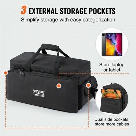 DJ Cable File Bag 1200D Oxford Fabric DJ Gig Bag with 9 Detachable Divider 4.92 ft Padded Shoulder Strap Plastic Bottom Pad 600x300x325 mm DJ Wire Bag