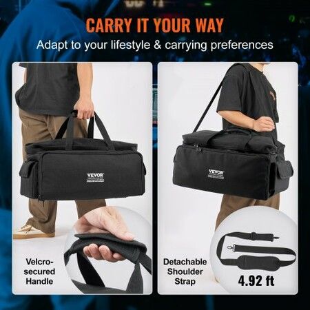 DJ Cable File Bag 1200D Oxford Fabric DJ Gig Bag with 9 Detachable Divider 4.92 ft Padded Shoulder Strap Plastic Bottom Pad 600x300x325 mm DJ Wire Bag
