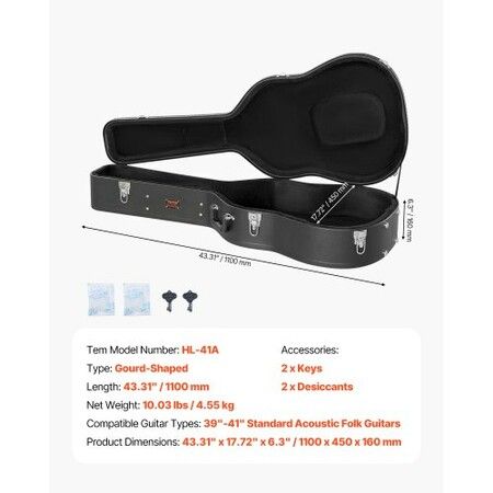 Acoustic Guitar Hard Case 1100 mm With Lock Key And for Acoustic Guitar