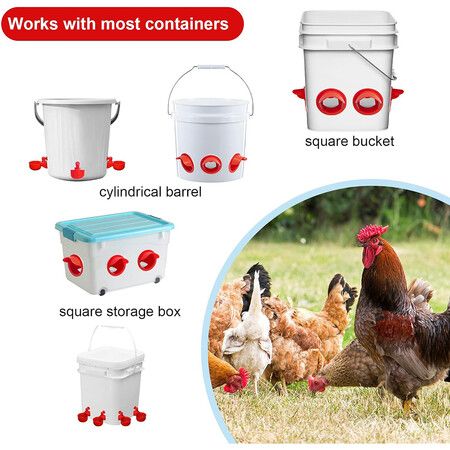 Automatic Chicken Feeders and Waterer Set, 6 Pcs Poultry Feeder 6 Automatic Chicken Water Feeder, Rodent Proof Rain Proof Poultry Feeder Kit