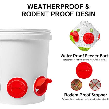 Automatic Chicken Feeders and Waterer Set, 6 Pcs Poultry Feeder 6 Automatic Chicken Water Feeder, Rodent Proof Rain Proof Poultry Feeder Kit