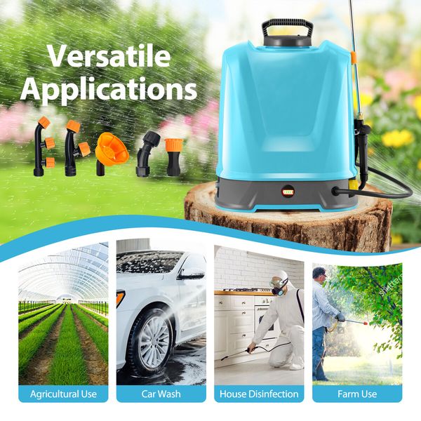16L Electric Backpack Sprayer Disinfection Garden Watering Weed Remover 12V Rechargeable Battery Powered Herbicide Car Wash Knapsack Motor Auto Mixing