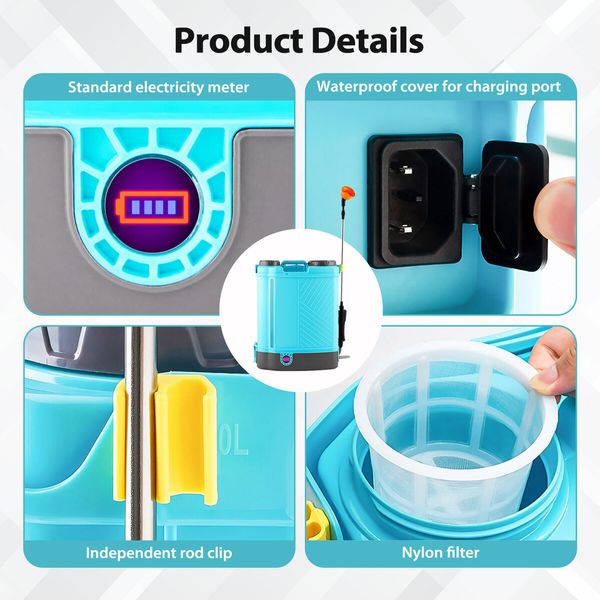 20L Electric Backpack Sprayer Disinfection Garden Rechargeable Watering Lawn Weed Remover 12V Battery Powered Herbicide Agriculture Car Wash Knapsack