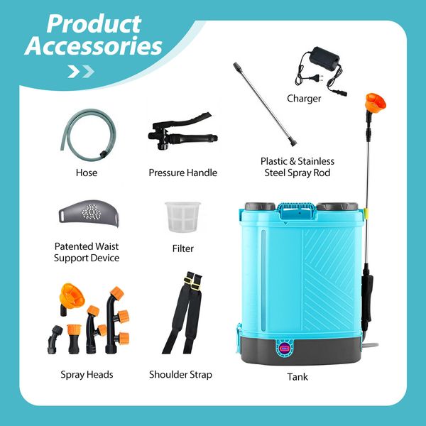 20L Electric Backpack Sprayer Disinfection Garden Rechargeable Watering Lawn Weed Remover 12V Battery Powered Herbicide Agriculture Car Wash Knapsack