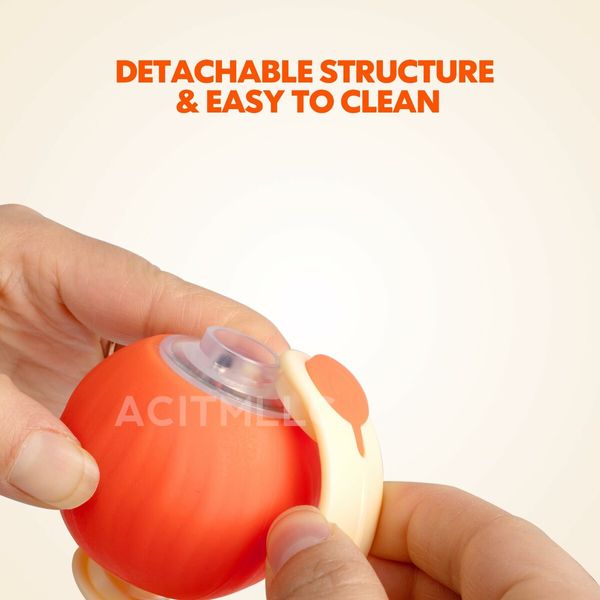 Interactive Cat Dog Toy Ball,Automatic Moving Smart Pet Chase Ball with Feather Tail,Electric Rechargeable Enrichment Toys (Orange)