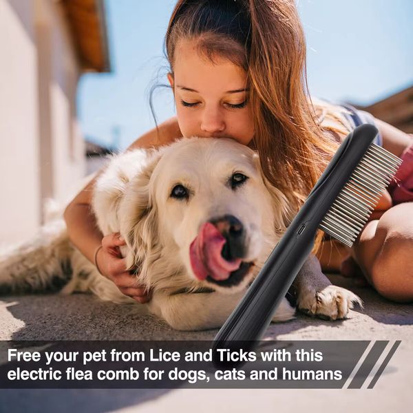Electric Dog Grooming Brush Fine Tooth Grooming Tool Head Lice Comb Flea Comb for Dogs and Cats