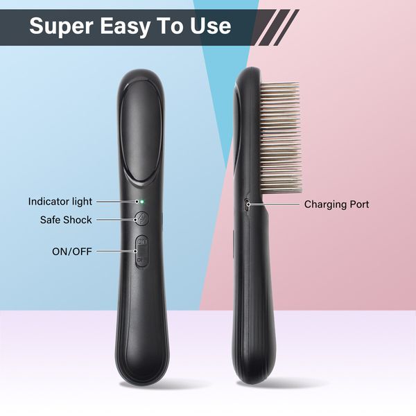 Electric Dog Grooming Brush Fine Tooth Grooming Tool Head Lice Comb Flea Comb for Dogs and Cats