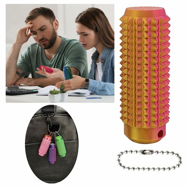 Little Ouchies Fidget,Pocket Mini Fidget Toy,3D Printed Venting Key Pendant,1pcs Spiky Grippie Stim Keychain,Novelty Gifts for Friends