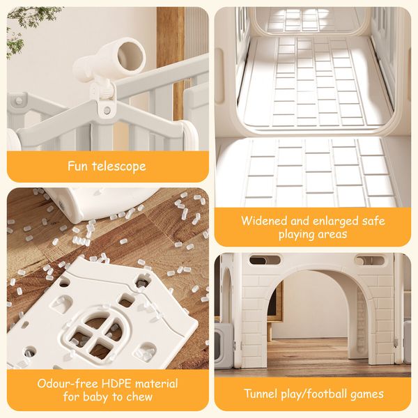 8in1 Kids Slide Set Ladder Steps Indoor Playground Basketball Hoop Activity Centre Play Climber Telescope Ring Toss Game Tunnel Outdoor Toys Playset