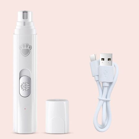 Dog Nail Grinder, Rechargeable Dog Nail Trimmers for Large Medium Small Dogs, Electric Pet Paws Grooming, Quiet Puppy Grooming Tool, White
