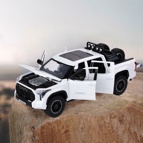 Tundra Truck Toys for 3 4 5 6 7 Year Old Boys, Off Road Pickup Toy Trucks for Boys Age 3 to 5 Diecast Metal Big Trucks, White