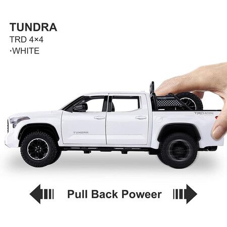 Tundra Truck Toys for 3 4 5 6 7 Year Old Boys, Off Road Pickup Toy Trucks for Boys Age 3 to 5 Diecast Metal Big Trucks, White