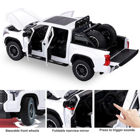 Tundra Truck Toys for 3 4 5 6 7 Year Old Boys, Off Road Pickup Toy Trucks for Boys Age 3 to 5 Diecast Metal Big Trucks, White
