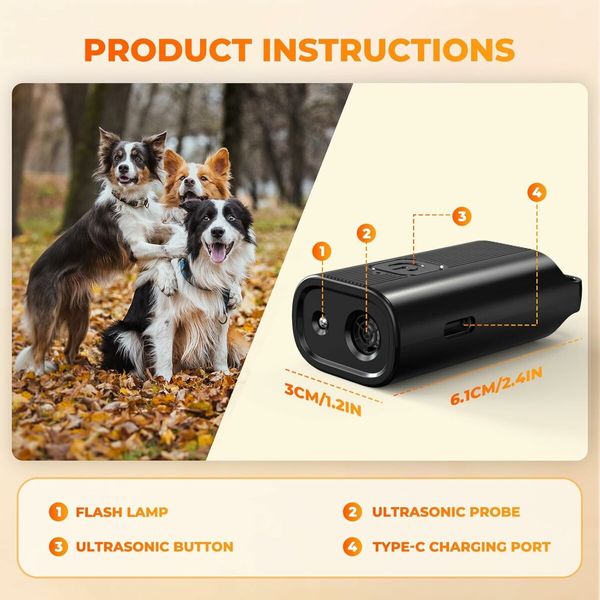Mini Handheld Anti Barking Device for Dogs, Ultrasonic Dog Training Device, Portable for Dogs Indoor Outdoor Use, 1 Pack Orange