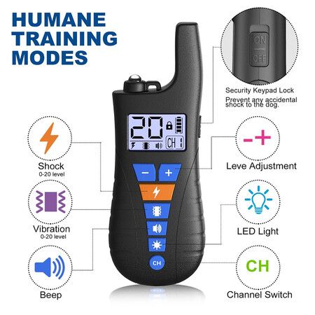 Shock Collar for 2 Dogs, 2 in 1 Dog Training Collar with Remote, 20 Levels Electric Dog Collar for Large Dogs with 3 Modes, Beep Vibration, Shock