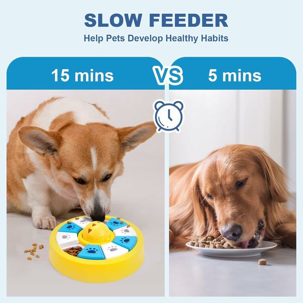 Interactive Dogs Toys for Slow Feeder, Pets Puzzle Feeders for Food Dispenser, Puzzle Feeder for Medium Small Dogs Cats IQ Training (Yellow)