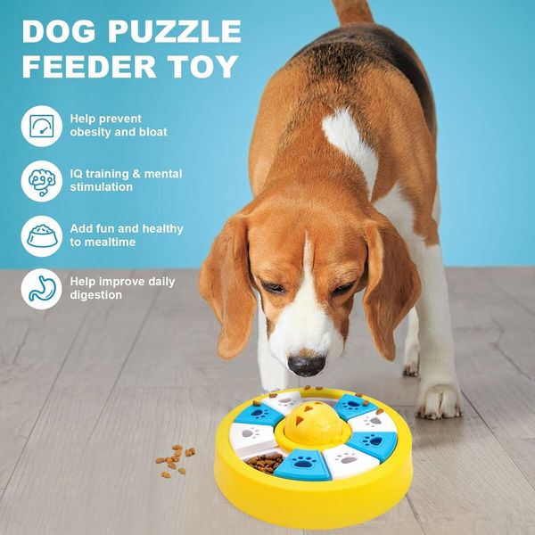 Interactive Dogs Toys for Slow Feeder, Pets Puzzle Feeders for Food Dispenser, Puzzle Feeder for Medium Small Dogs Cats IQ Training (Yellow)
