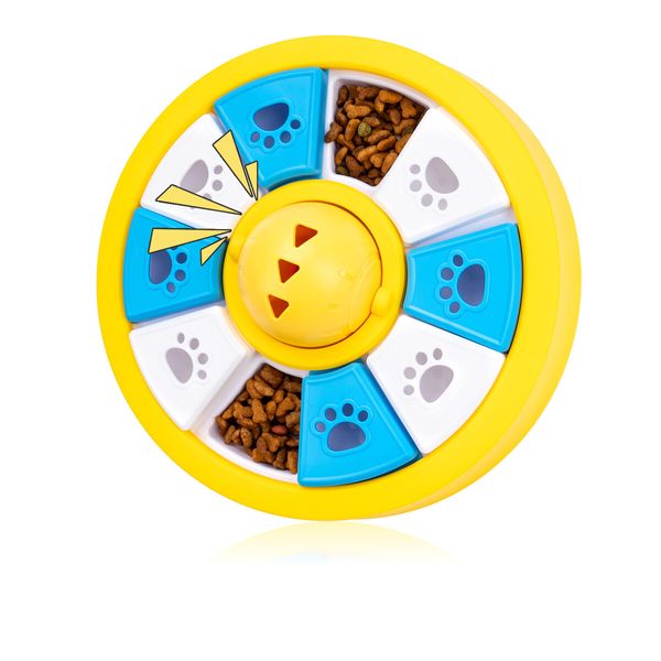 Interactive Dogs Toys for Slow Feeder, Pets Puzzle Feeders for Food Dispenser, Puzzle Feeder for Medium Small Dogs Cats IQ Training (Yellow)