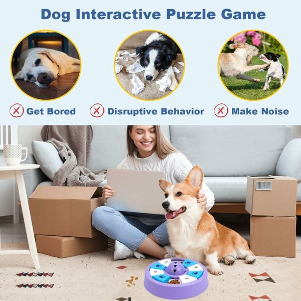 Interactive Dogs Toys for Slow Feeder, Pets Puzzle Feeders for Food Dispenser, Puzzle Feeder for Medium Small Dogs Cats IQ Training (Purple)