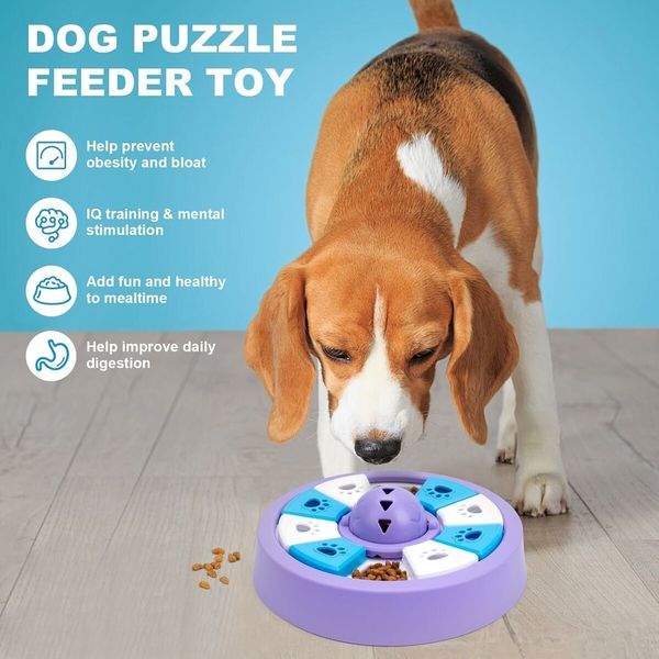 Interactive Dogs Toys for Slow Feeder, Pets Puzzle Feeders for Food Dispenser, Puzzle Feeder for Medium Small Dogs Cats IQ Training (Purple)