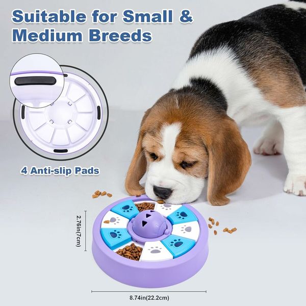 Interactive Dogs Toys for Slow Feeder, Pets Puzzle Feeders for Food Dispenser, Puzzle Feeder for Medium Small Dogs Cats IQ Training (Purple)