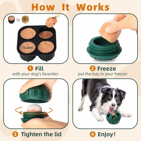 Interactive Dog Toys for Boredom to Keep Them Busy, Silicone Dog Puzzle Balls with Reusable Mold, Green