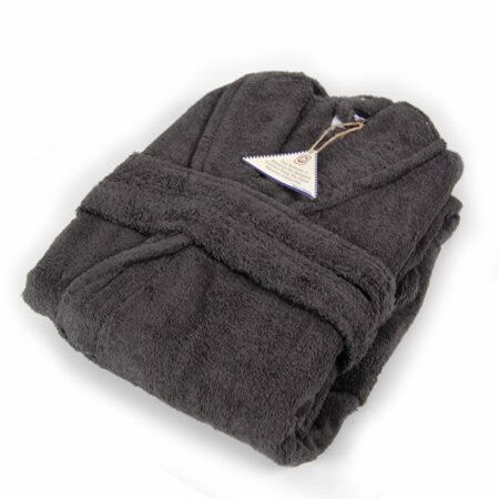 Galaxy Manchester Home Unisex 100% Egyptian Cotton Pile Luxury Bath Robe - Charcoal - One Size Fits All