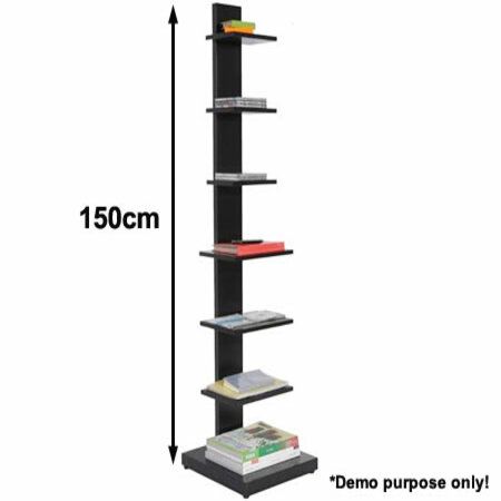 7 Tier Level Wooden Bookcase / Shelf / Storage Display Unit - Black