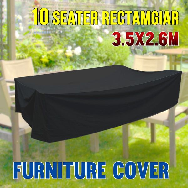 Strong Outdoor Rectangular PVC Coated Polyester 10 Seater Furniture Cover - 3.5m x 2.6m x 0.9m