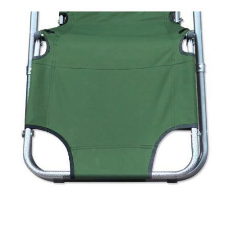 Reclining Sun Bed Beach Deck Chair with Padded Head Rest - Green