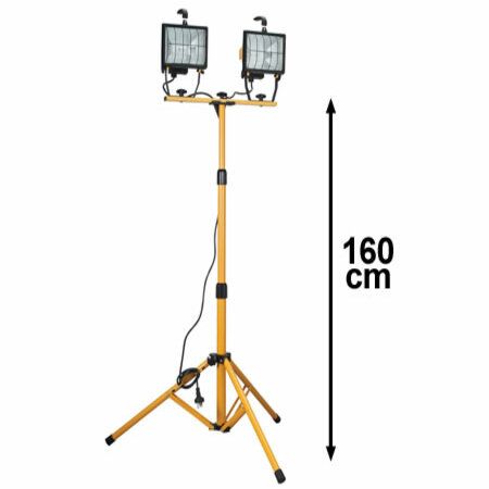 GAF 1000 Watt Halogen Floodlight Work Lamp - Extendable Tripod Stand 1.6 Metres Tall