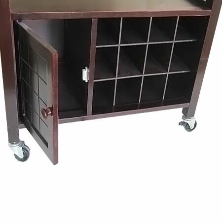 Elegant Wooden Kitchen Wine Cabinet Trolley with 2 Drawers, a Cabinet and Wine Rack - Cherry