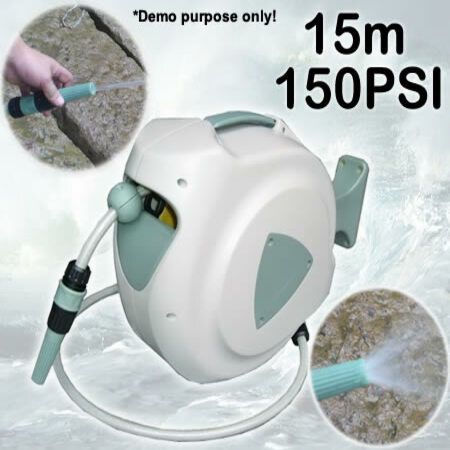 Dual Power Automatic Water Hose Reel with 15m Hose