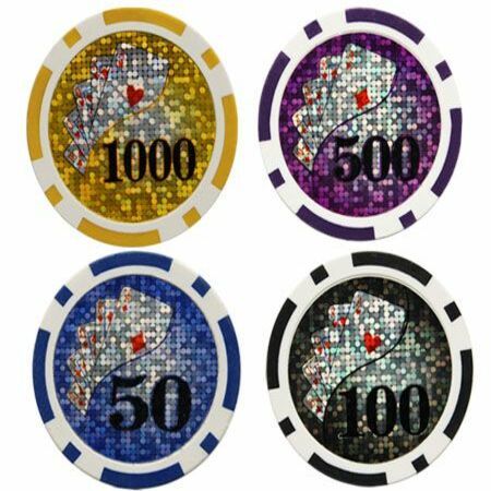 1000 Holographic Chip Professional Poker Game Set
