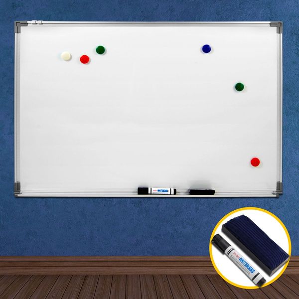 Professional Magnetic Whiteboard with Bonus Marker Eraser and Magnetic Buttons