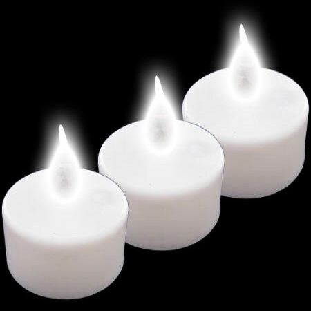 12 Pack of LED Candles With Realistic Flame - White