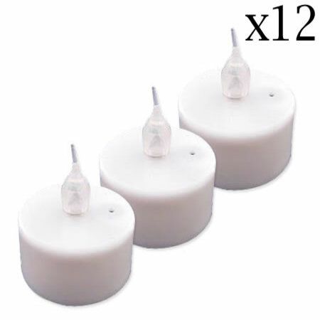 12 Pack of LED Candles With Realistic Flame - White
