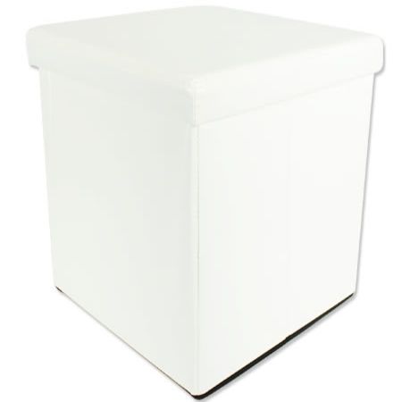 Foldable Storage Ottoman - White