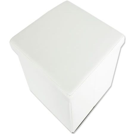 Foldable Storage Ottoman - White